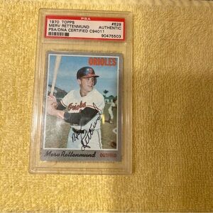 Autograph 1970 Topps Merv Rettenmund Orioles #629